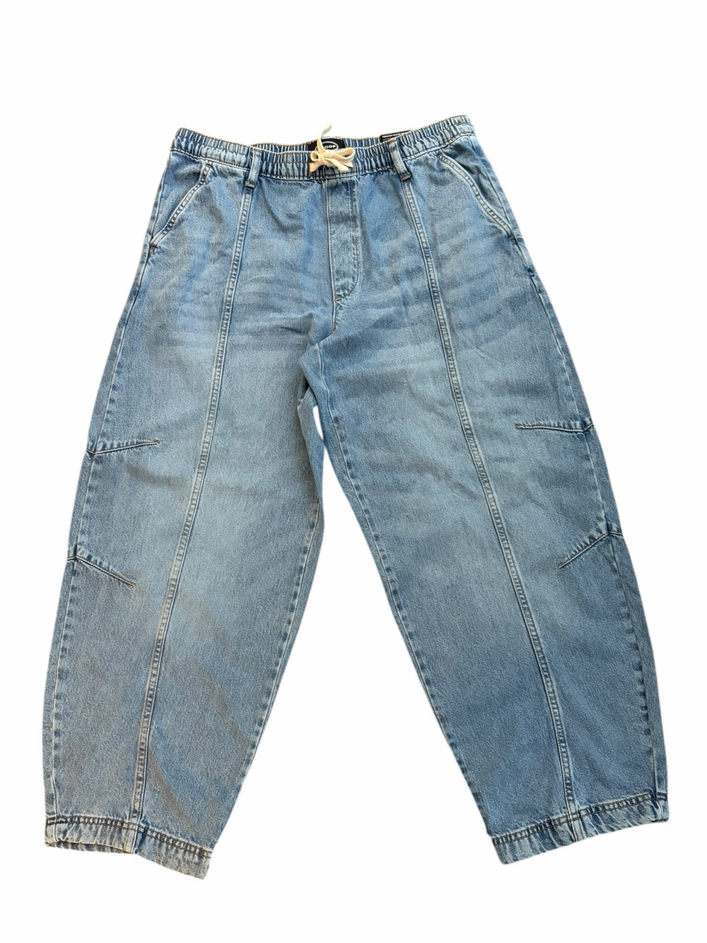 NWT Scoop Relaxed Pull On Cropped Barrel Jeans Size L (12-14) Capsule Clean Girl